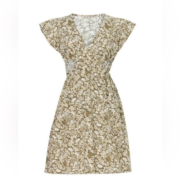 NWT Rails Nyla Flutter Sleeve Cotton Poplin Mini Cutout Dress Olive Vine size XL - Picture 8 of 15